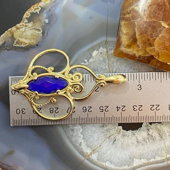 Carolyn Pollack Sterling Silver & Gold Plated Lapis Doublet Enhancer Pendant - Picture 10 of 10